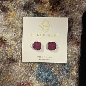 Loren Hope Sophia Stud Earrings Magenta NWT